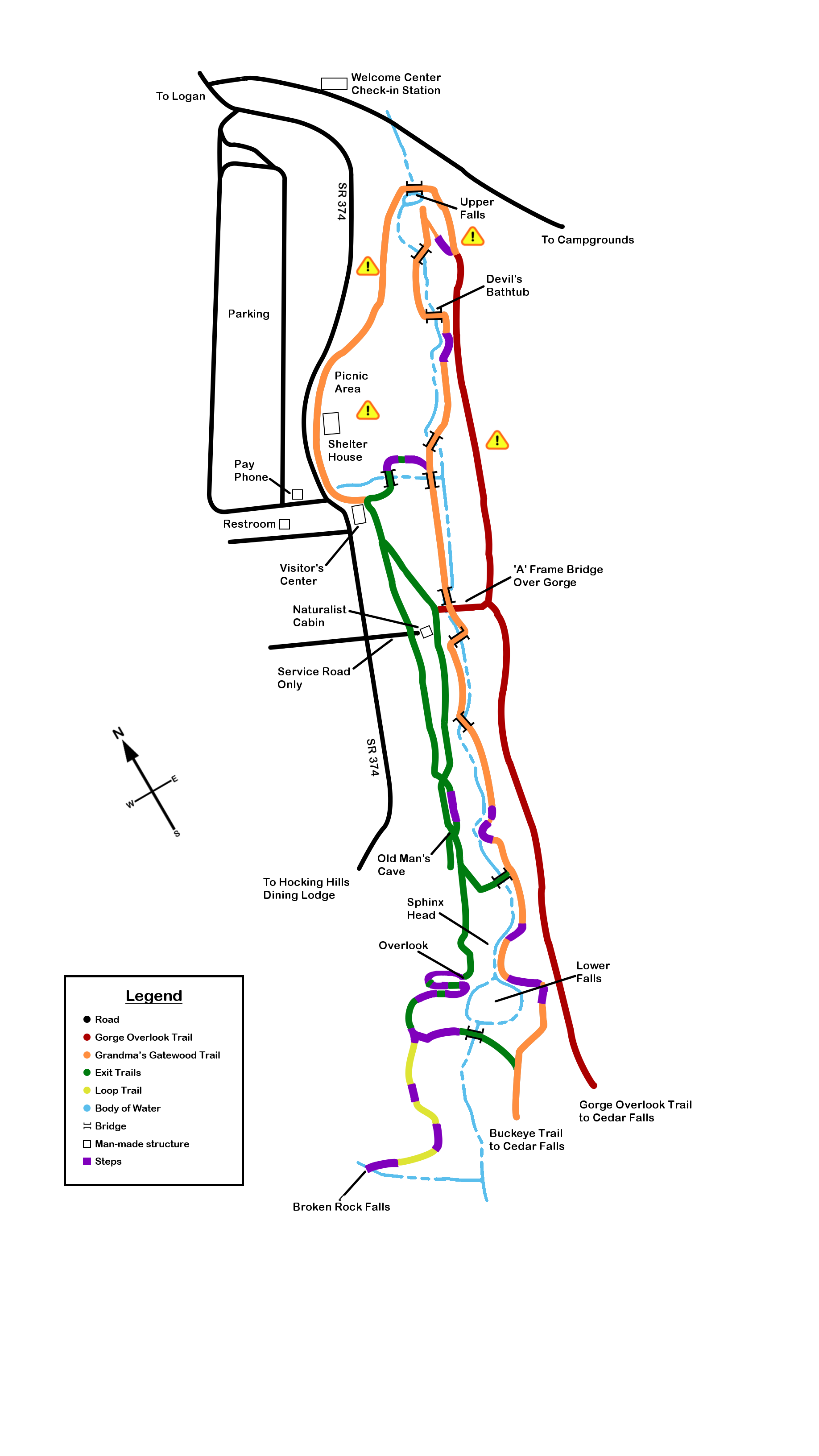 Old Man's Cave Trail Map