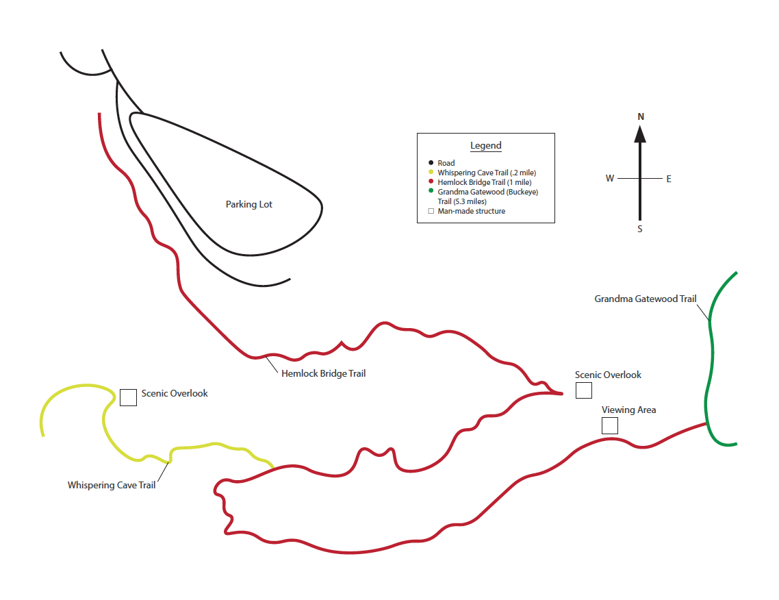 Hemlock Bridge and Whispering Cave Trail Map